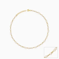 Golden Blush Quartz Bead Anklet