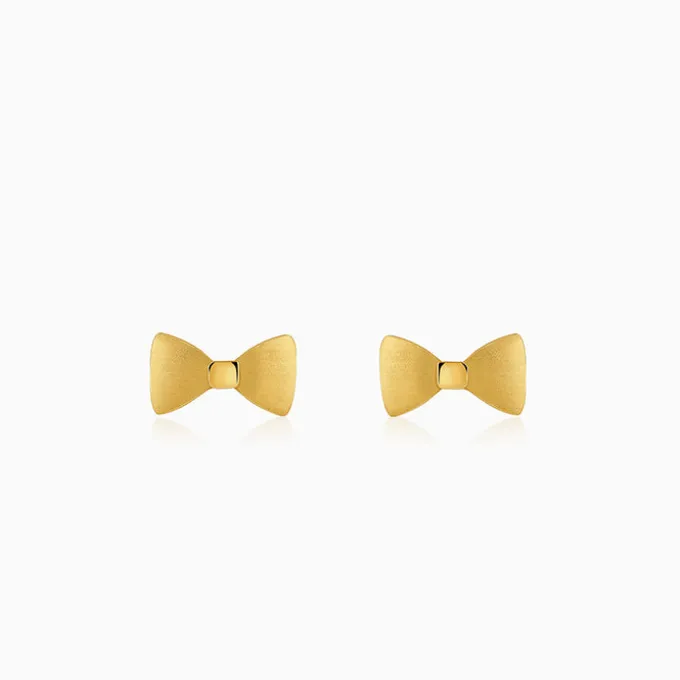 Golden Bow Love Stud Earrings
