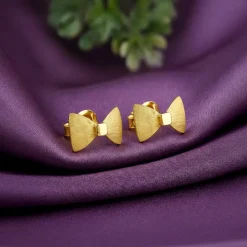 Golden Bow Love Stud Earrings