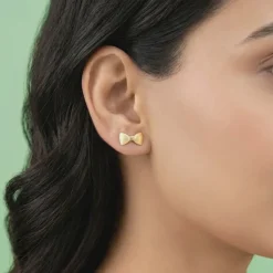 Golden Bow Love Stud Earrings