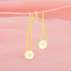 Golden Brahma Kamal Convertible Hoop Earrings