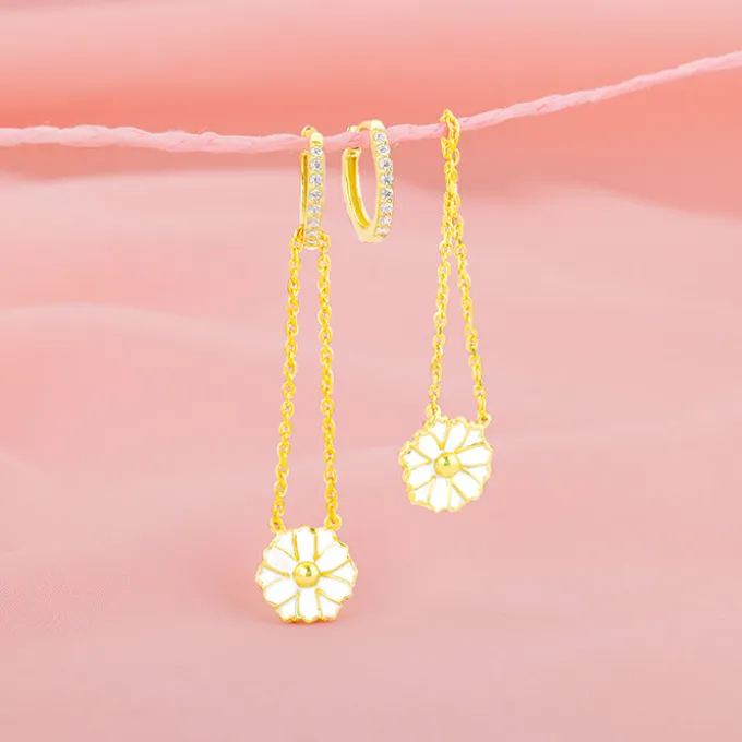 Golden Brahma Kamal Convertible Hoop Earrings