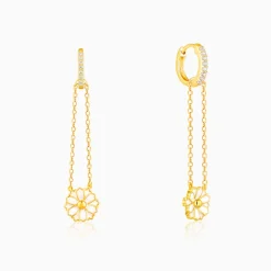 Golden Brahma Kamal Convertible Hoop Earrings