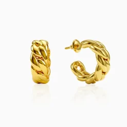 Golden Braided Glow Hoop Earrings