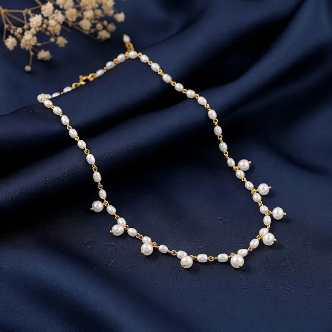 Golden Brie Pearl Necklace