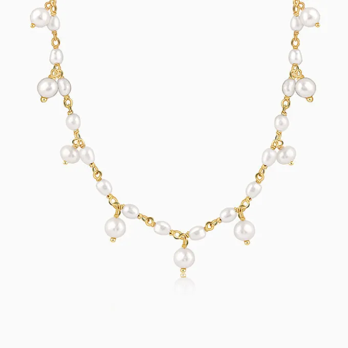 Golden Brie Pearl Necklace