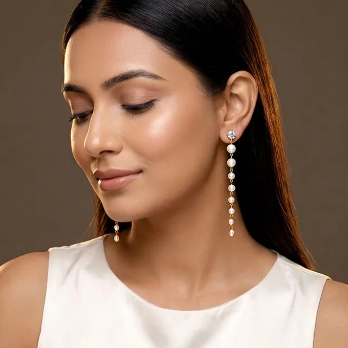 Golden Brigitte Pearl Danglers