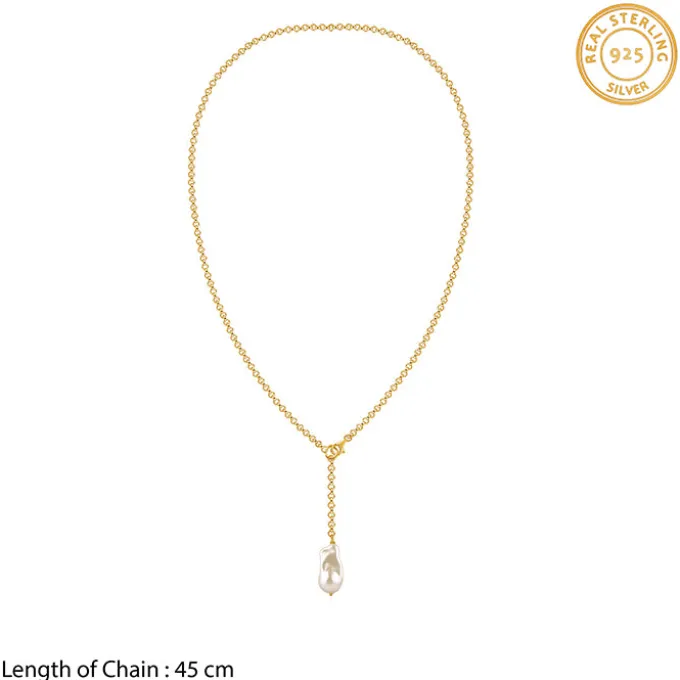 Golden Cameron Pearl Lariat Necklace