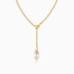 Golden Cameron Pearl Lariat Necklace