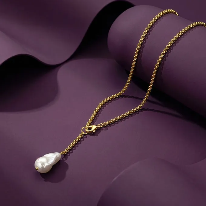 Golden Cameron Pearl Lariat Necklace