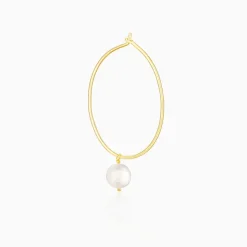 Golden Cape of Pearl Hoop Earrings