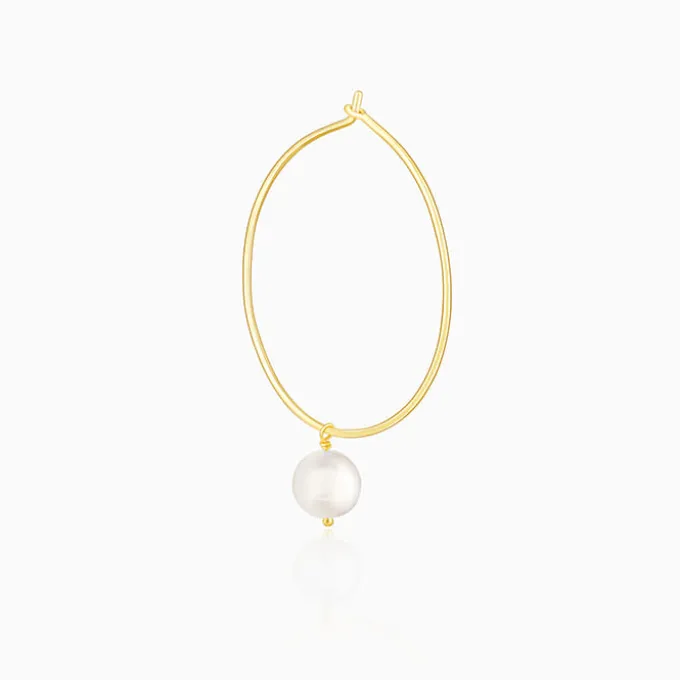 Golden Cape of Pearl Hoop Earrings