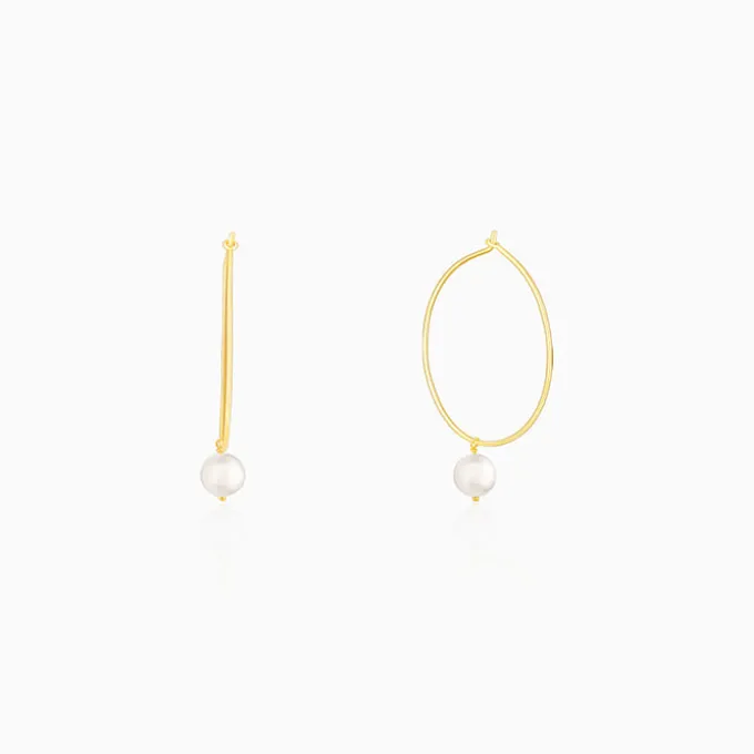 Golden Cape of Pearl Hoop Earrings