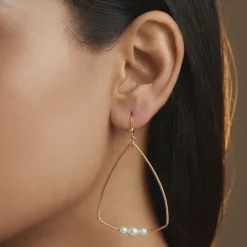 Golden Carole Pearl Dangler Earrings
