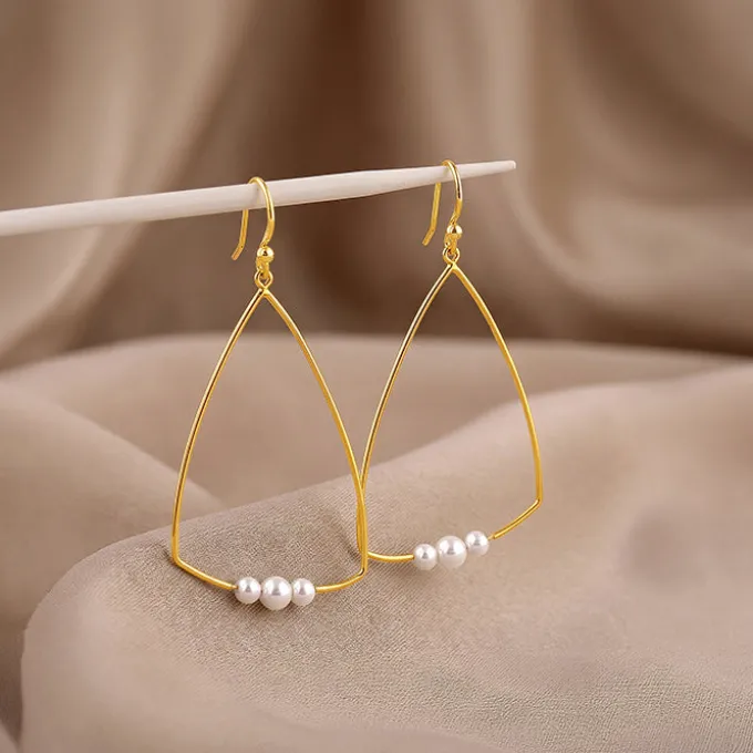 Golden Carole Pearl Dangler Earrings