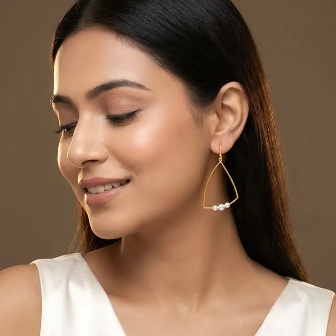 Golden Carole Pearl Dangler Earrings