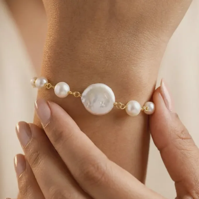 Golden Charlize Pearl Bracelet