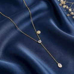 Golden Chunky Lariat Necklace