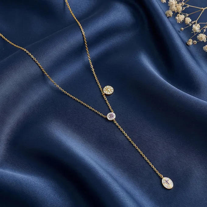 Golden Chunky Lariat Necklace