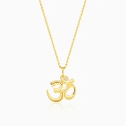 Golden Classic Om Pendant With Box Chain For Him