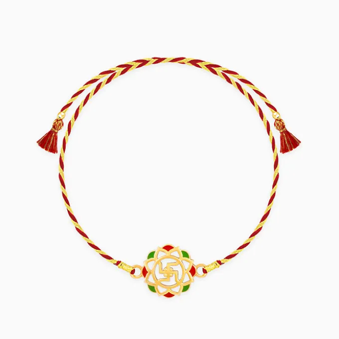 Golden Classic Swastik Rakhi