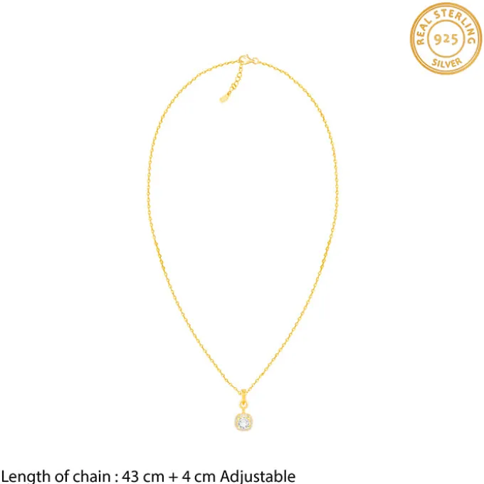 Golden Classy Solitaire Pendant With Link Chain