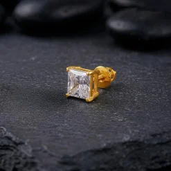 Golden Classy Zirconia Stud For Him