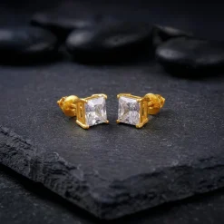 Golden Classy Zirconia Stud For Him
