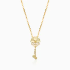 Golden Clover Dangle Pendant with Link Chain