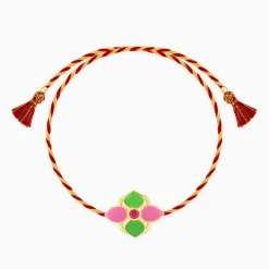 Golden Colourful Floral Rakhi