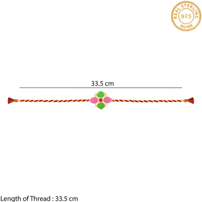 Golden Colourful Floral Rakhi