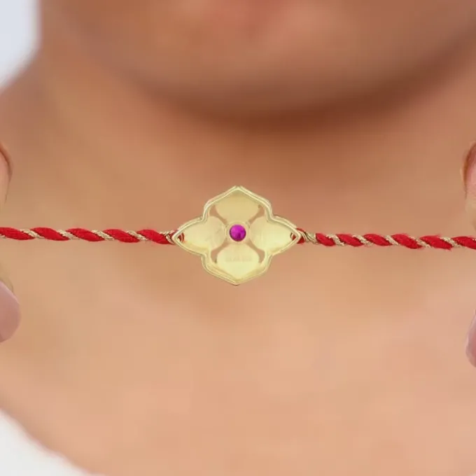 Golden Colourful Floral Rakhi