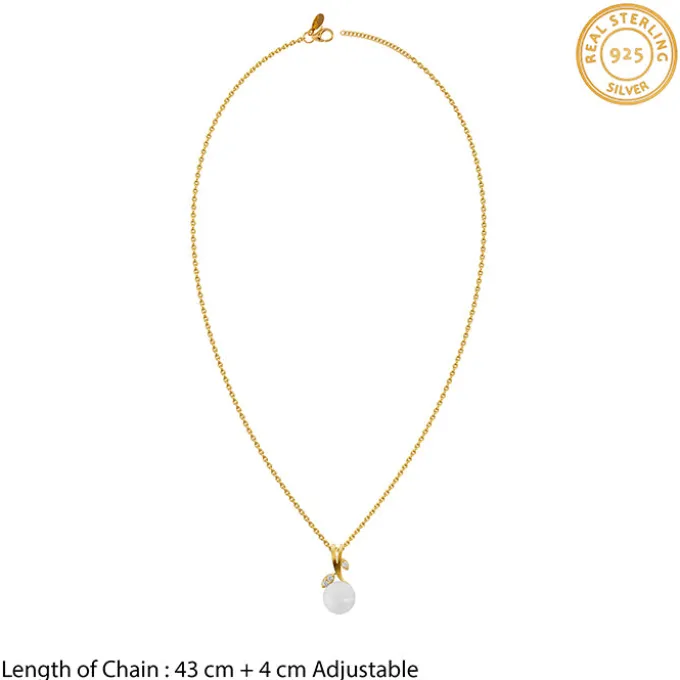 Golden Constance Flora Pearl Pendant with Link Chain