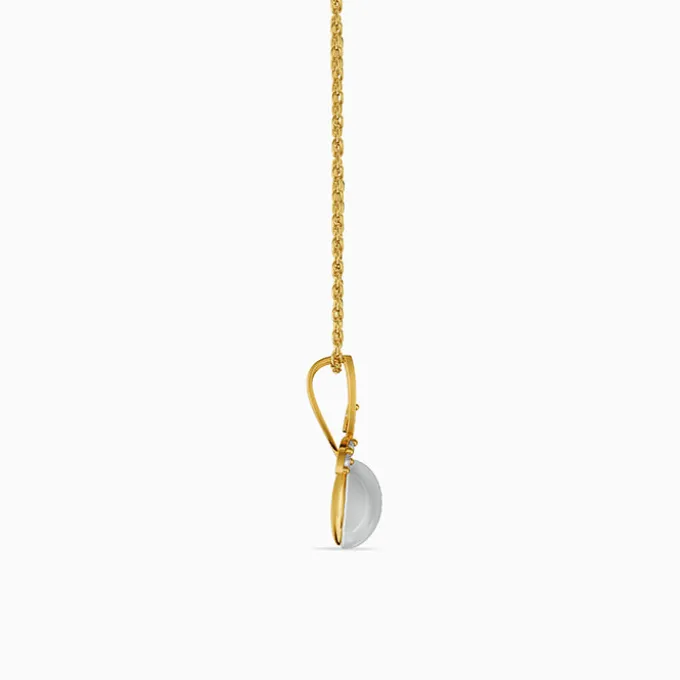 Golden Constance Flora Pearl Pendant with Link Chain