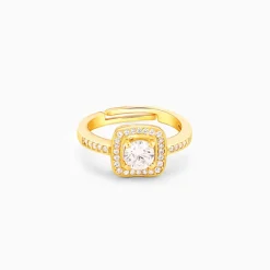 Golden Convex Zircon Ring