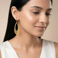 Golden Coral Filigree Earrings