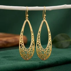 Golden Coral Filigree Earrings