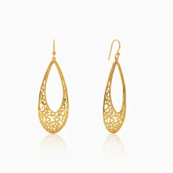 Golden Coral Filigree Earrings