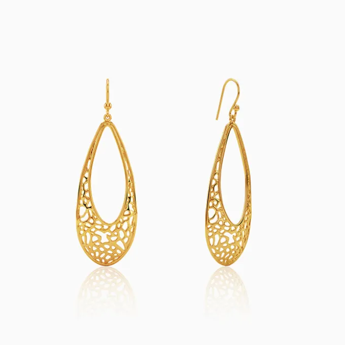 Golden Coral Filigree Earrings
