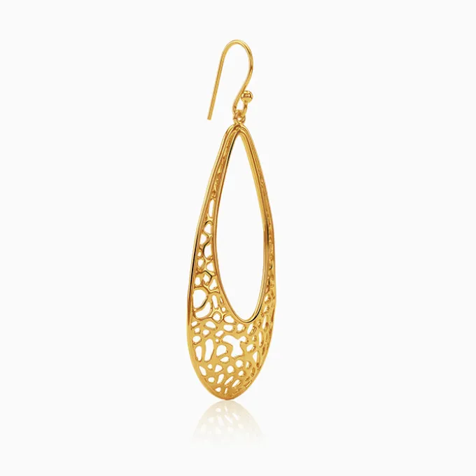 Golden Coral Filigree Earrings