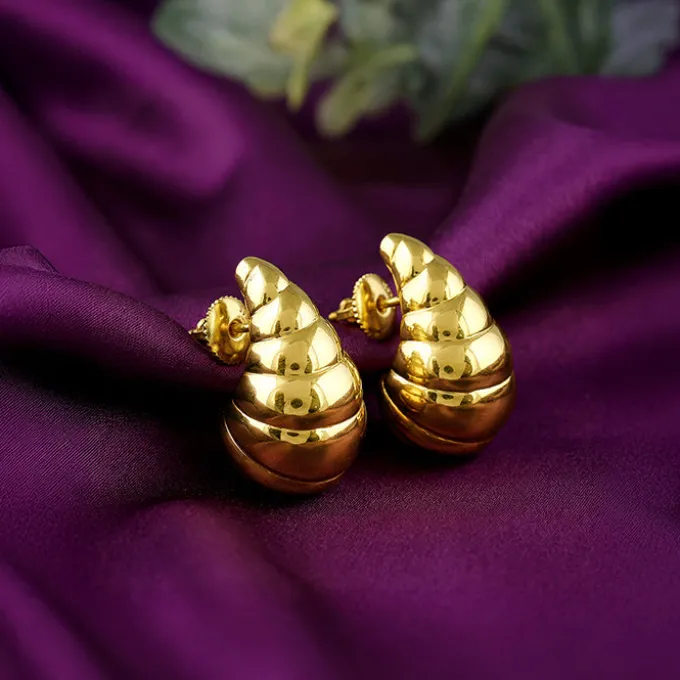 Golden Crossiant Dome Earrings