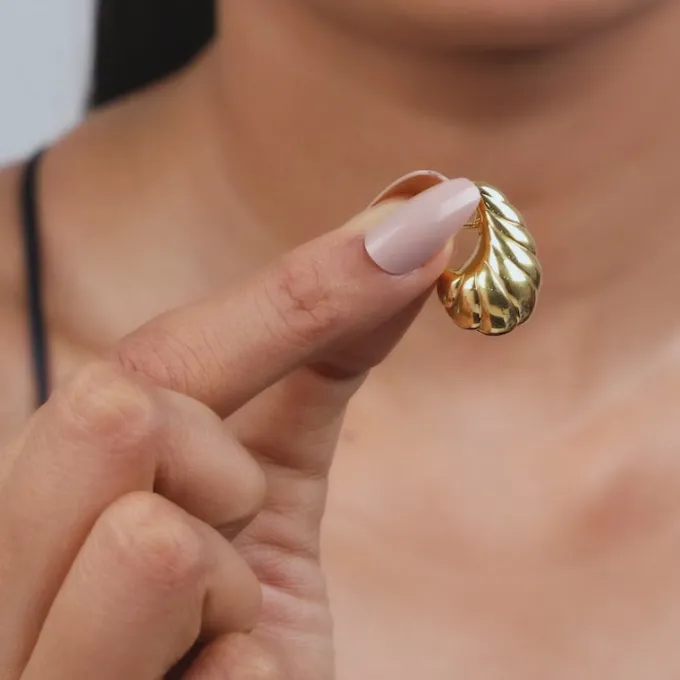 Golden Crossiant Dome Earrings