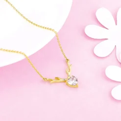Golden Deer Heart Necklace