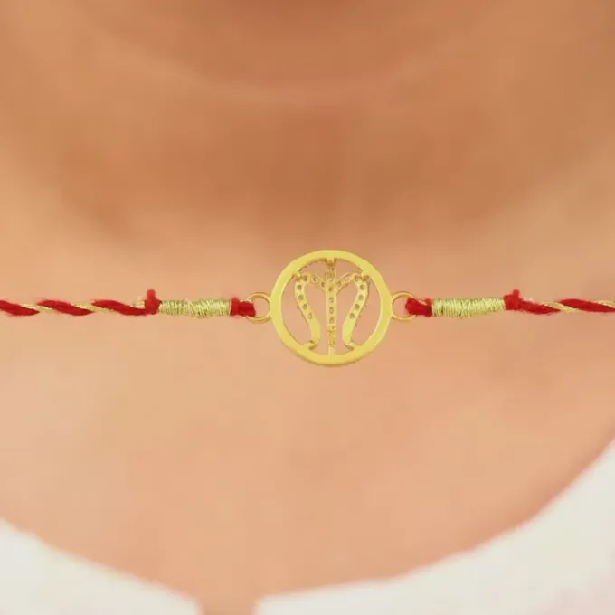 Golden Divine Trishula Rakhi