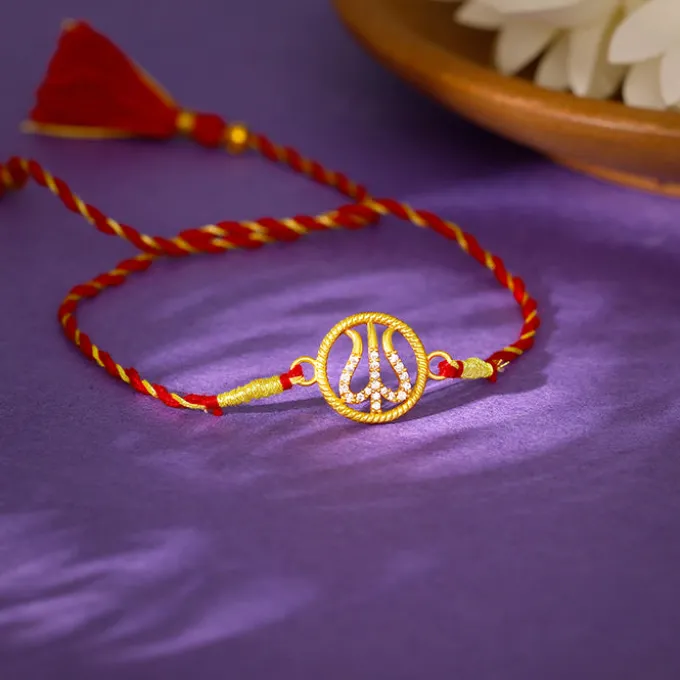 Golden Divine Trishula Rakhi