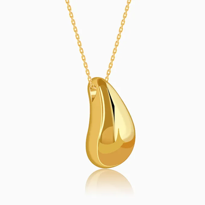 Golden Dome Drop Pendant With Link Chain