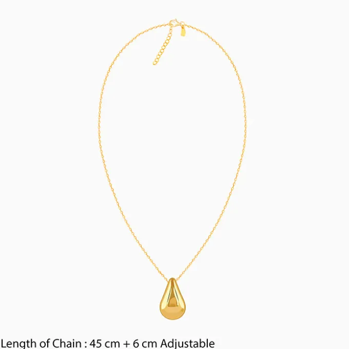 Golden Dome Drop Pendant With Link Chain