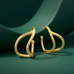 Golden Double Curve Hug Earrings