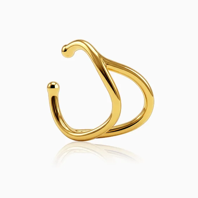 Golden Double Curve Hug Earrings