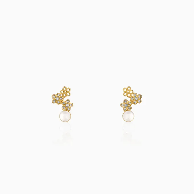 Golden Downey Pearl Earrings